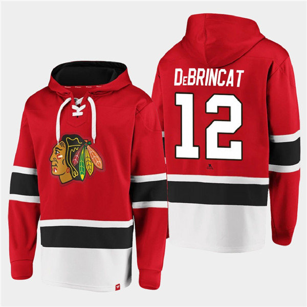 Men's Chicago Blackhawks #12 Alex DeBrincat Red All Stitched Sweatshirt Hoodie